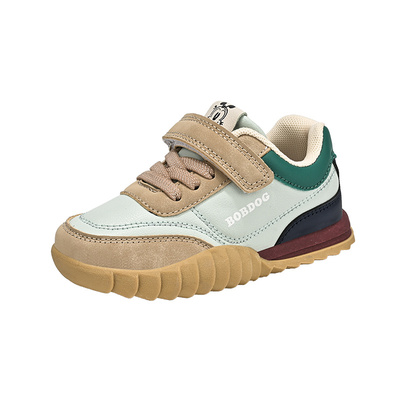 巴布豆正品男童鞋秋冬季新款加绒二棉鞋女孩皮面百搭休闲儿童鞋子