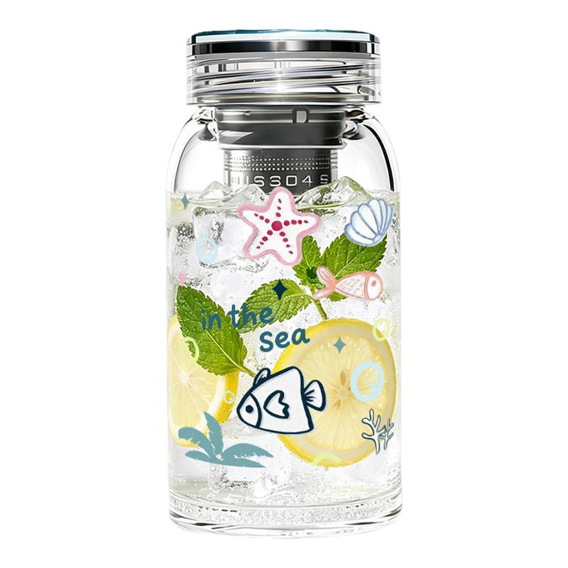 吨咚新款加厚泡茶精致便携玻璃杯
