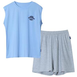 胖童睡衣加肥加大男童夏季薄款莫代尔背心套装中大儿童宽松家居服