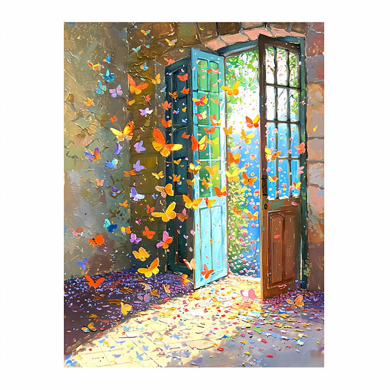 彩色蝴蝶治愈系自粘贴画