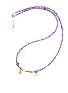 切面紫水晶三圈女手链银原创项链