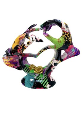 创意炫彩爱心手势客厅装饰摆件