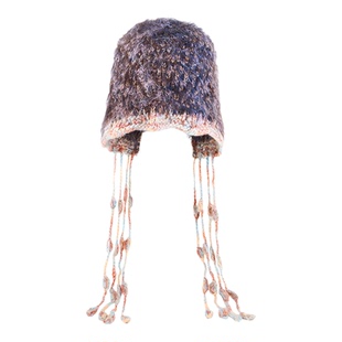 AJIDOU阿吉豆帽子女款彩色针织流苏水母帽秋冬防寒保暖包头毛线帽