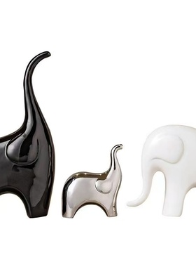三口之家吉象大象摆件
