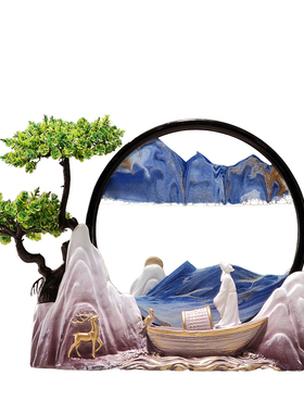 李白中式轻舟已过万重山流沙画