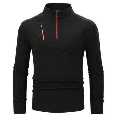FHNNUI男士半拉链速干衣长袖T恤 高端品牌户外运动健身快干服上衣