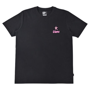VANS范斯夏季新款女子圆领黑色短袖猫咪印花休闲T恤衫VN000TN0BLK