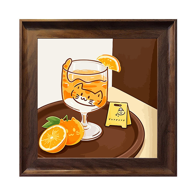 雅调中古风小猫美食数字油画材料