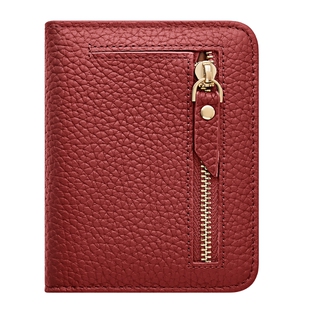 新款短款头层牛皮小钱包女款真皮超薄多功能钱夹女拉链零钱包女