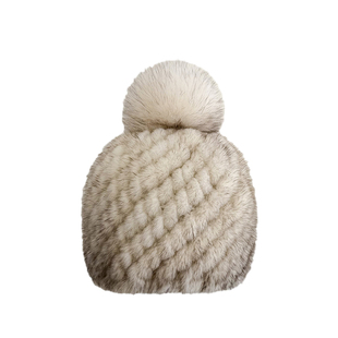 秋冬水貂帽子防寒保暖包头帽皮草貂毛编织狐狸毛球护耳帽显脸小女