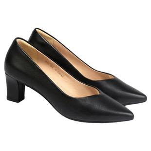 fed黑色小皮鞋女夏季新款女鞋粗跟单鞋通勤高跟鞋女款S0602-YL630