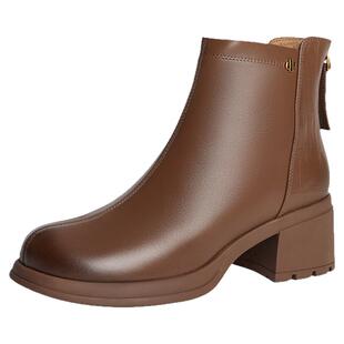 【42码】短靴百丽集团品牌合集时尚女鞋新款牛皮时尚通勤靴子