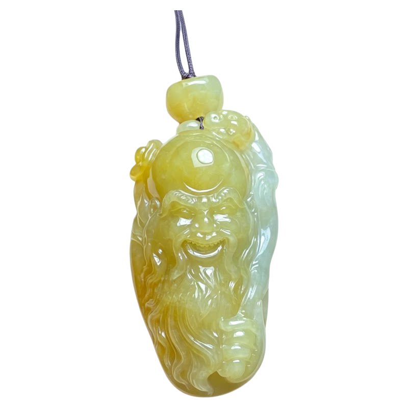 翠贵人冰糯种黄翡寿星吉祥如意