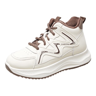 意尔康女鞋2025冬季加绒保暖运动休闲皮鞋厚底小白鞋软底二棉鞋