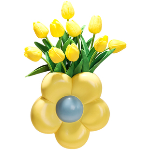 奶油风立体花朵壁饰插花壁挂花瓶套装客厅玄关背景墙面装饰品挂件