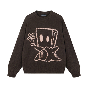 Dangerouspeople薛之谦dsp纸袋头冬季保暖百搭潮休闲圆领套头毛衣