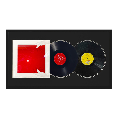 双黑胶展示框唱片收藏相框收纳展示画框照片装裱框CD专辑展示架