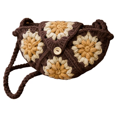 秀丝雅五股棉牛角包简约百搭手工DIY 新手钩针编织包包材料包