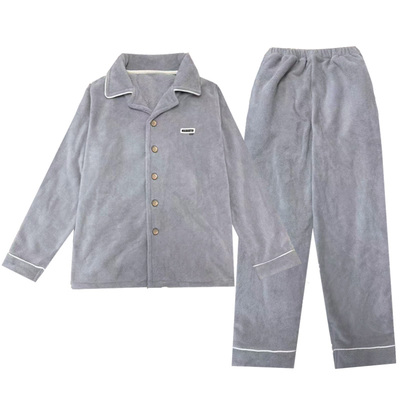 加厚加绒睡衣男士秋冬保暖颗粒绒