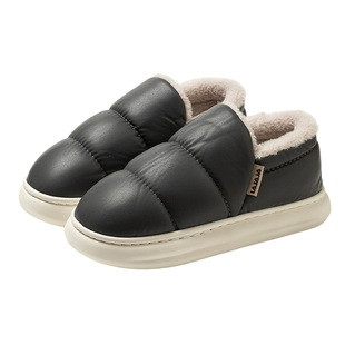 防水棉拖鞋男款冬季外穿厚底全包跟加绒加厚保暖防滑静音棉拖女士