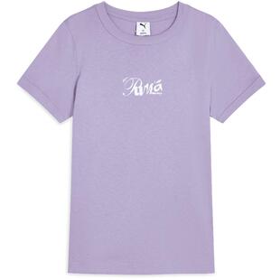 彩色纯棉宽松休闲短袖T恤女PUMA彪马官方新款紫色运动上衣 633138