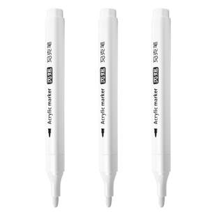 白色高光丙烯马克笔美术专用小学生绘画笔手绘马克漫画高光笔防水防油不掉色速干涂鸦笔咕卡笔黑底白字勾线笔