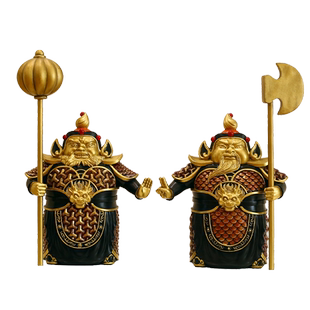 新中式护宅门神哼哈二将摆件办公室客厅入户玄关门口柜子装饰品