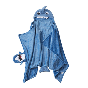 儿童毛毯午睡毯小学生教室用冬季加厚披肩斗篷午休盖毯子u型枕头