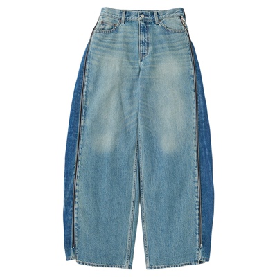 MOUSSY 春季新品低腰侧缝拉链拼接直筒牛仔裤女010IS711-0211