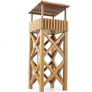 1比16玩具军事瞭望塔台拼装积木坦克战车基地沙盘建筑装饰模型