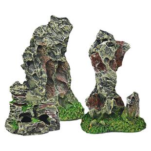 鱼缸仿真摆件树脂假山石小型水族箱底部沉底装饰品摆设造景全套餐