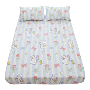 花小兔卡通印花床单单件纯棉床单被套枕套全棉被罩床笠斜纹简约清