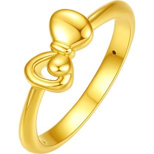 周六福黄金戒指女定价蝴蝶结指环女戒求婚戒正品足金送情人节礼物