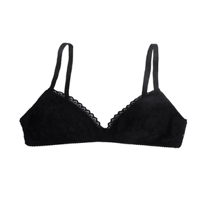 法式蕾丝纯欲性感三角杯小胸聚拢内衣女夏薄防凸点无钢圈纯色文胸