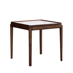 北美黑胡桃木角几实木轻奢岩板边几北欧家用客厅沙发创意小方桌