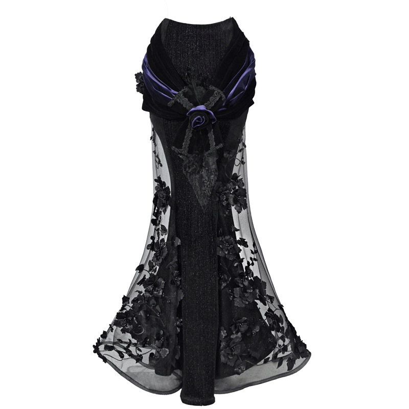 血液供给原创◆哀悼之日 哥特华丽欧式钉珠绣花鱼尾裙礼服长裙秋