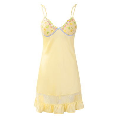 夏季性感胸垫蕾丝薄款吊带睡裙