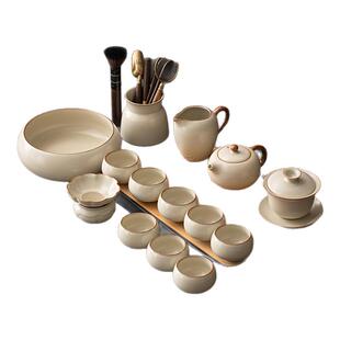 汝窑茶具套装茶壶茶杯轻奢高档功夫盖碗陶瓷家用办公室会客泡茶盘