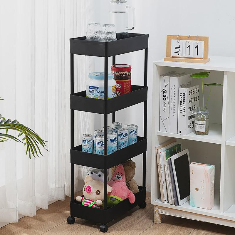 厨房卫生间夹缝收纳柜 多层带轮可移动缝隙置物架食品收纳架神器