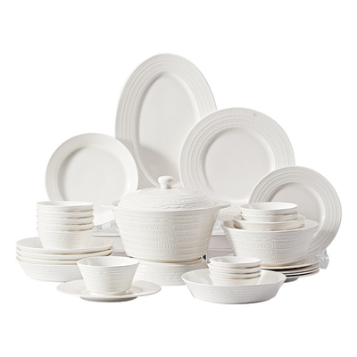 法式浮雕釉下彩碗碟套装