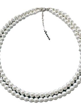 迪丽热巴fever双层叠戴珍珠项链