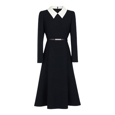 朗姿/MOJO AVENUE莫佐2026春新品优雅黑白撞色连衣裙女翻领收腰职