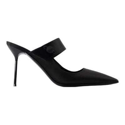 Paris Texas Lidia Couture Sabot 90 黑色绸面高跟鞋