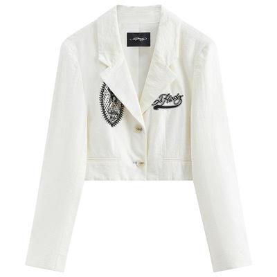 Ed Hardy埃德哈迪夏季流行新款蕾丝绣标插针绣宽松女士休闲西装