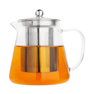 雅集茶具高硼硅玻璃茶壶304不锈钢内胆家用泡茶壶过滤防爆耐高温