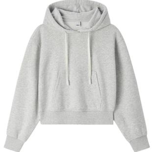 森马卫衣女短款基础款慵懒风套头衫百搭秋季简约落肩宽松连帽衣服