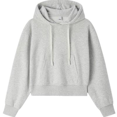 森马简约慵懒宽松连帽短款卫衣女