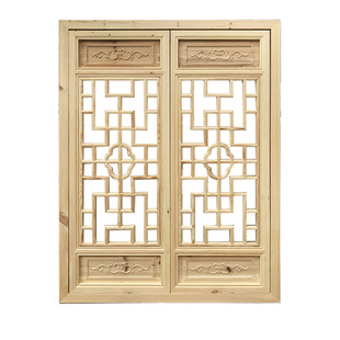 东阳木雕中式花格榆木实木花格门窗镂空木雕门窗仿古门窗定制定做