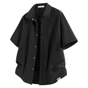 马克华菲纯色短袖衬衫男士夏季2026新款薄款半袖男款美式衬衣外套