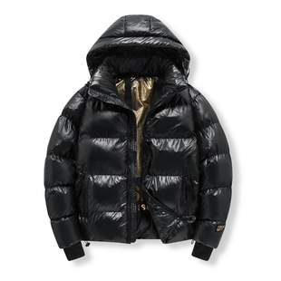 大码黑金棉服男高端超厚棉外套情侣棉衣连帽防寒服加厚保暖潮外套